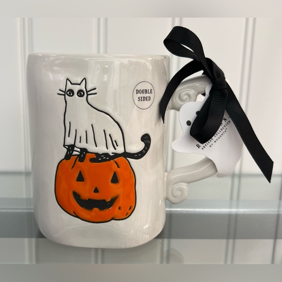 Rae Dunn Other - Rae Dunn Ghost Cat Halloween Feline Spooky Double Sided Coffee Mug 2025 NEW